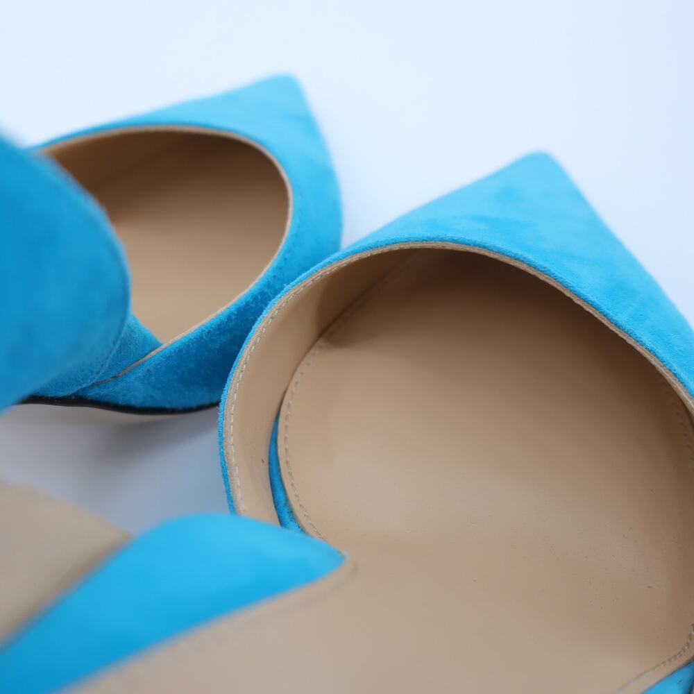 MARION PARKE Classic Suede Slingback Heel Sky Blue Pointed Toe Women's 41/US 11 - Picture 5 of 7